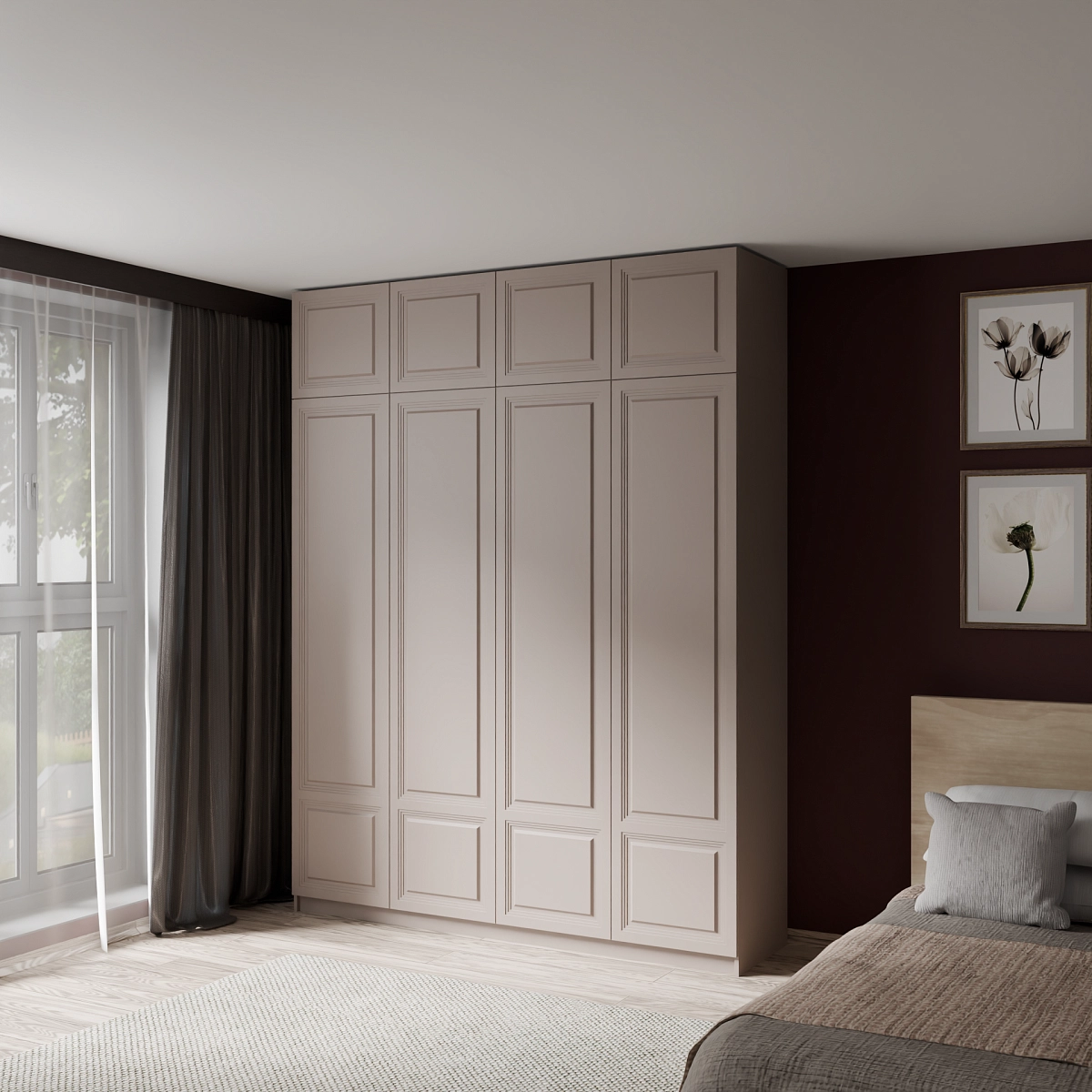 Шкаф с антресолью и фрезерованными фасадами Альтаир Кашемир (Оргей+)